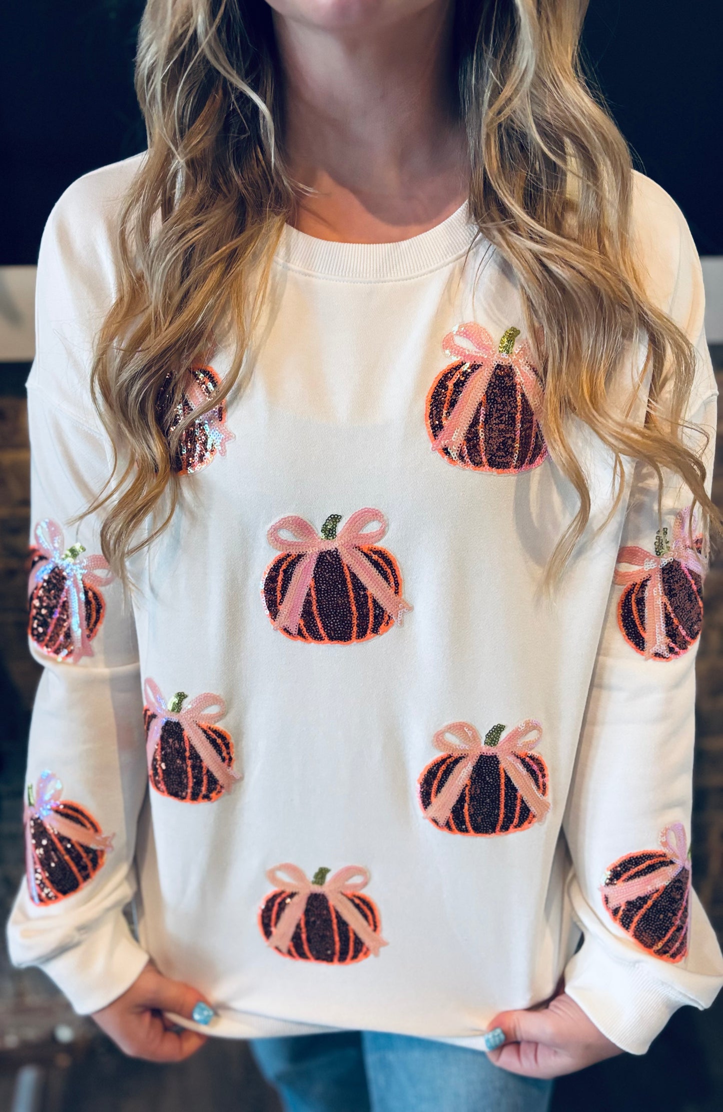 Gift Wrapped Pumpkin Sequin Sweater