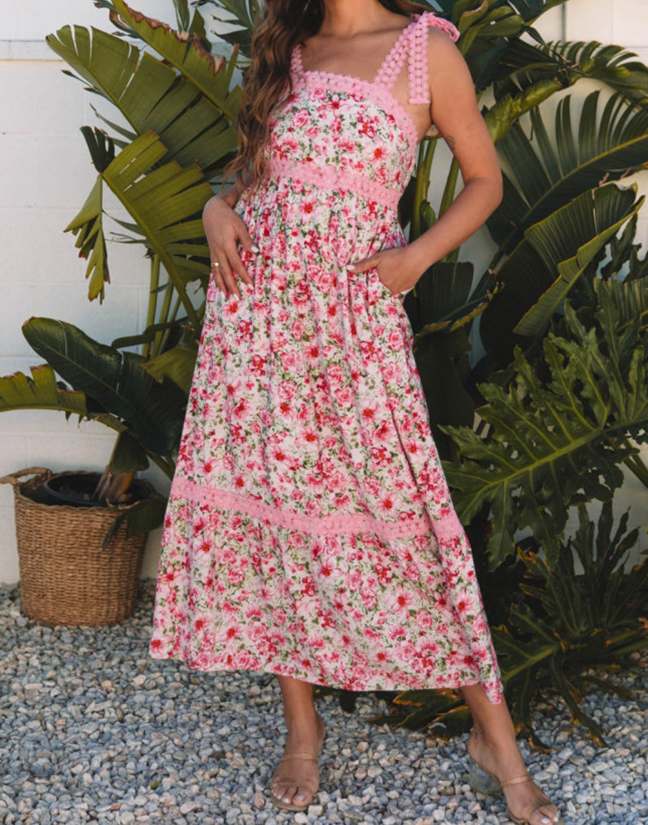 Pink Floral Maxi Dress