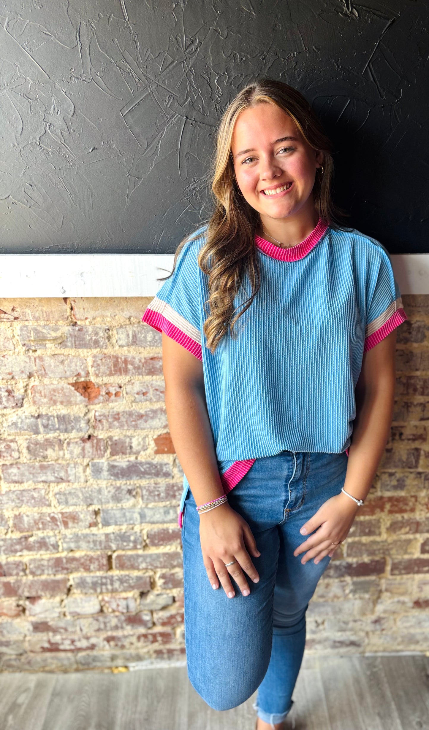 Bubble Popped Ribbed Tee