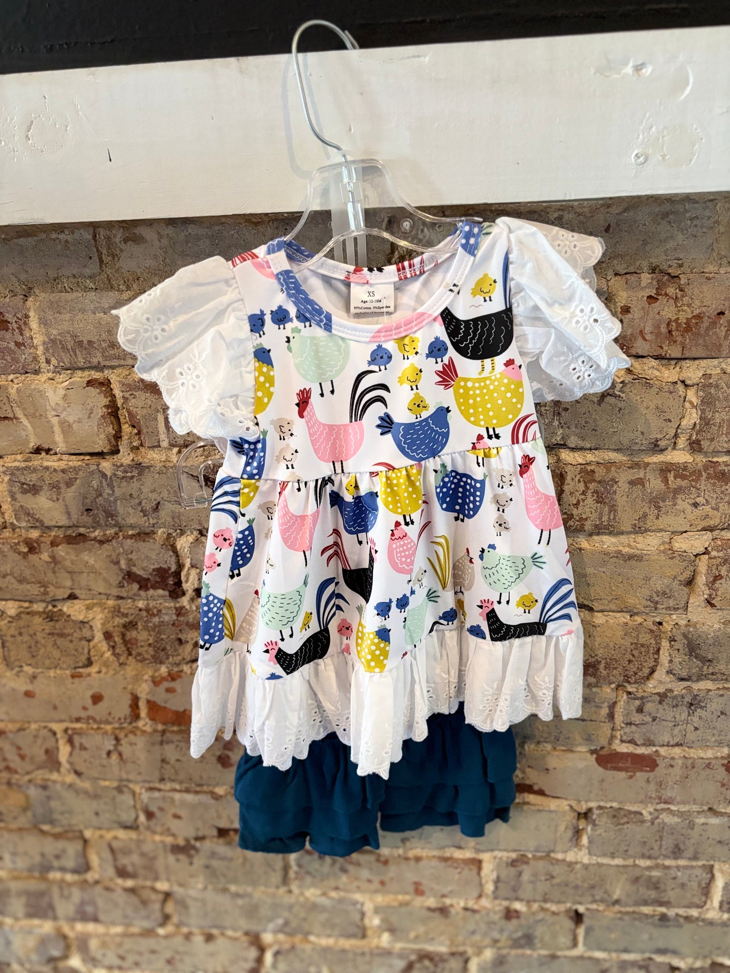 Chicken Lace Top and Capri Ruffle Set