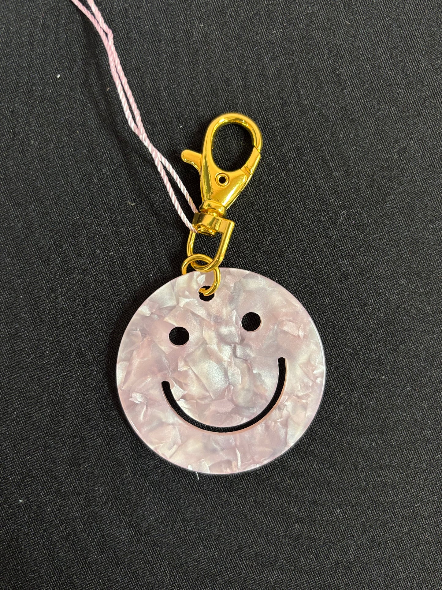 Smiley Face Light Pink Keychain