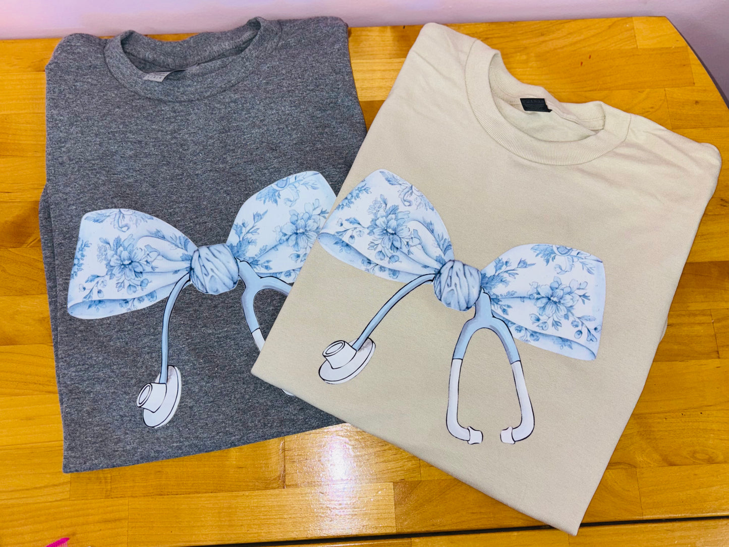 Blue Floral Healthcare Tee