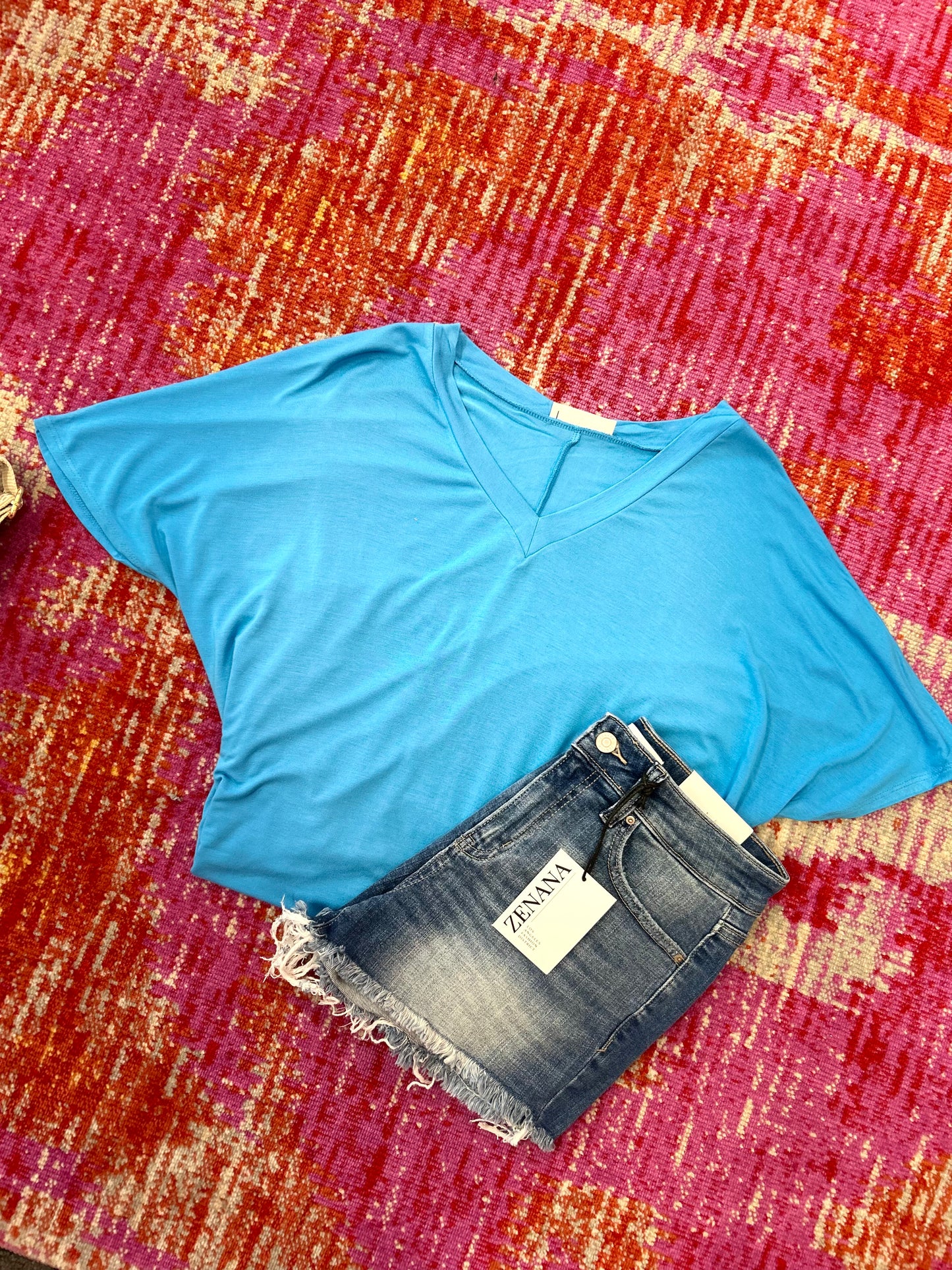 Sky Blue Zenana Split Tee