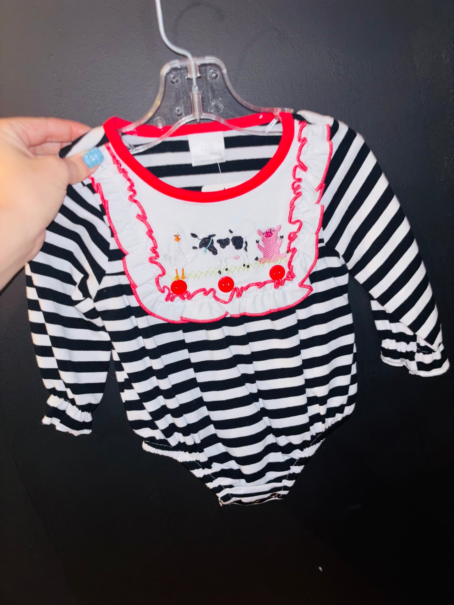 Girls Farm Smocked Bubble