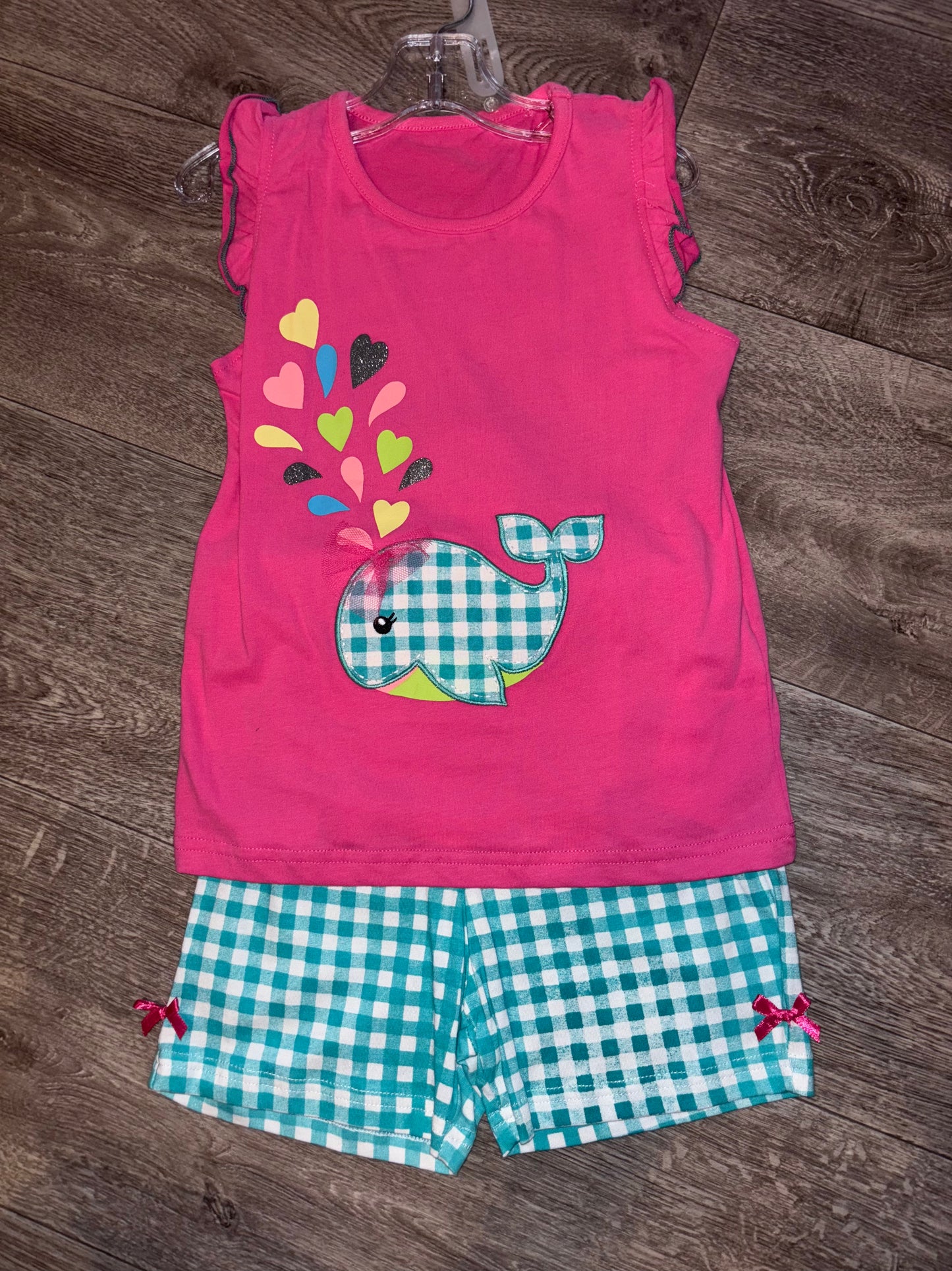 Girls Pink Two Piece Plaid Set