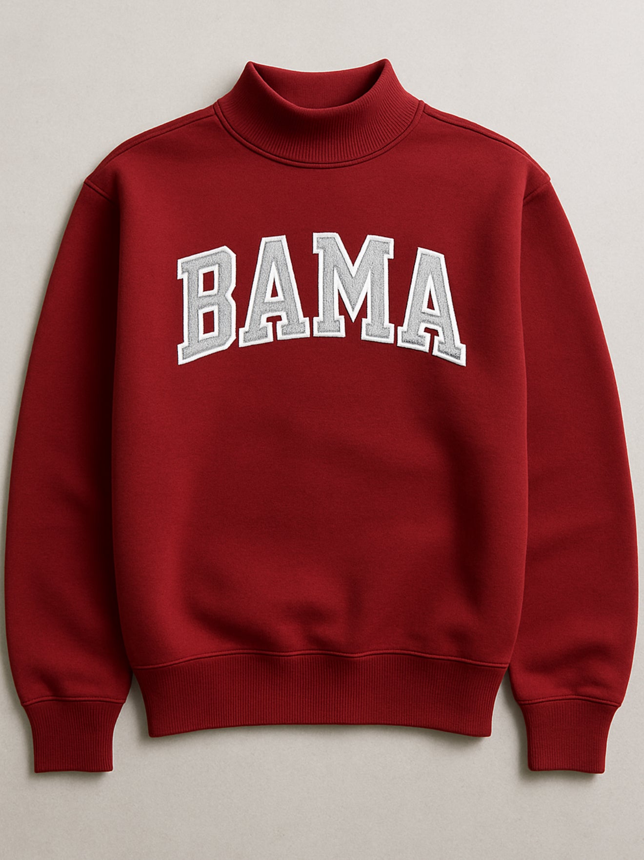 Mock Neck Embroidered Bama Sweatshirt