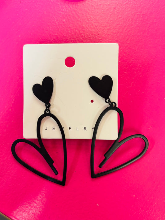 Black Heart Earrings