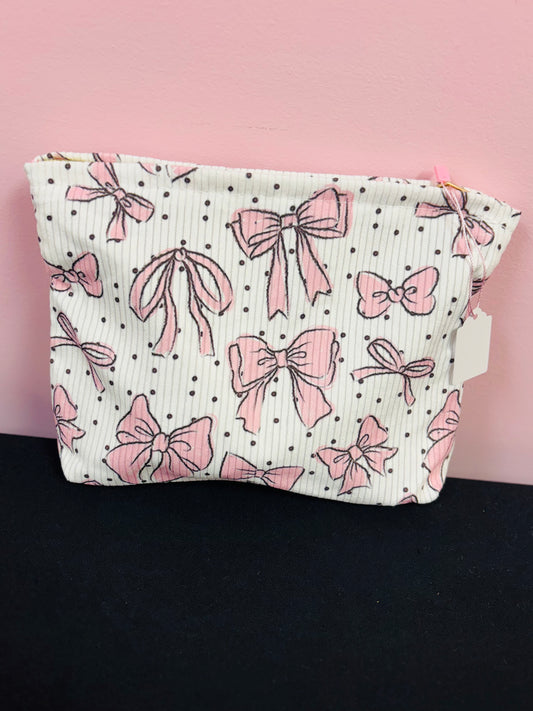 Pink Bow Large Makeup Bag