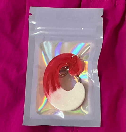 Mini White and Red Letter C Keychain