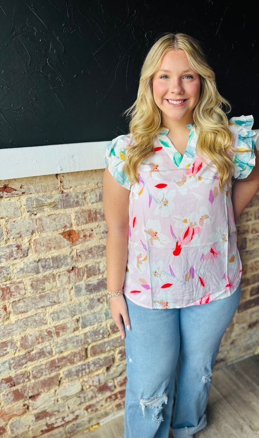 Blossom Whirl Ruffle Top