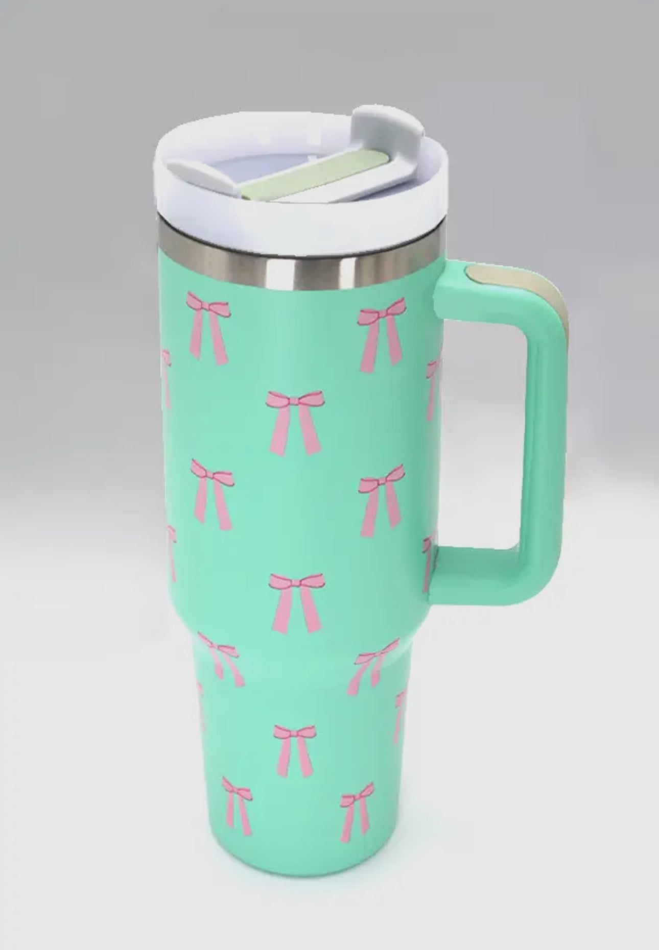 Mint Green Pink Bow 40 oz Tumbler