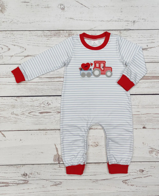 V-Day Baby Boy Embroidered Romper