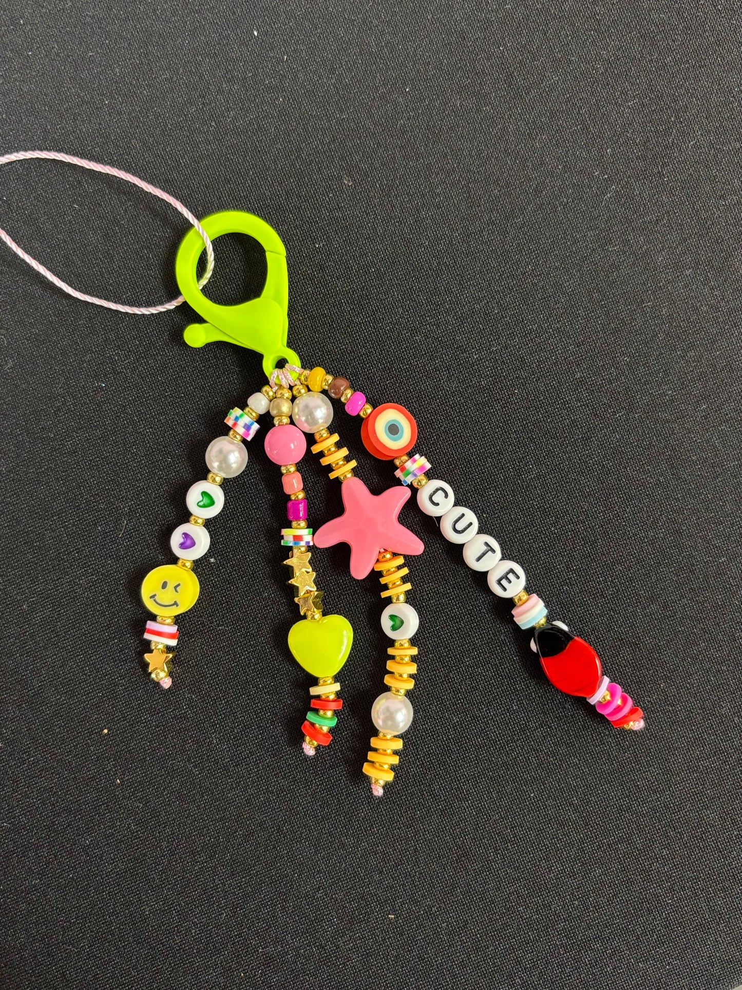 Green Beaded Keychain