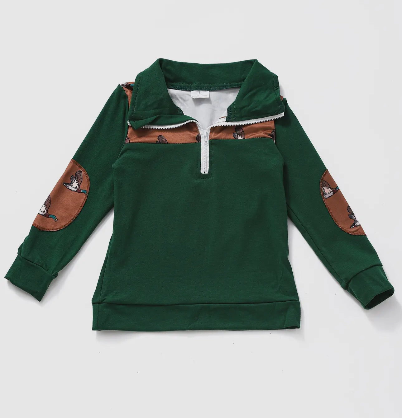 Boy’s Green Duck 3/4 Zip Pullover