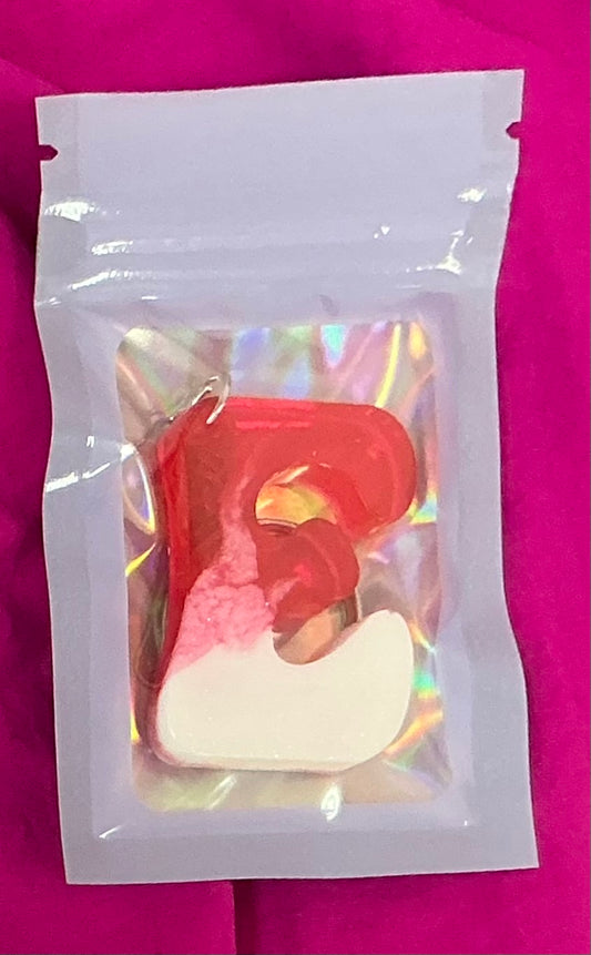 Mini White and Red Letter E Keychain