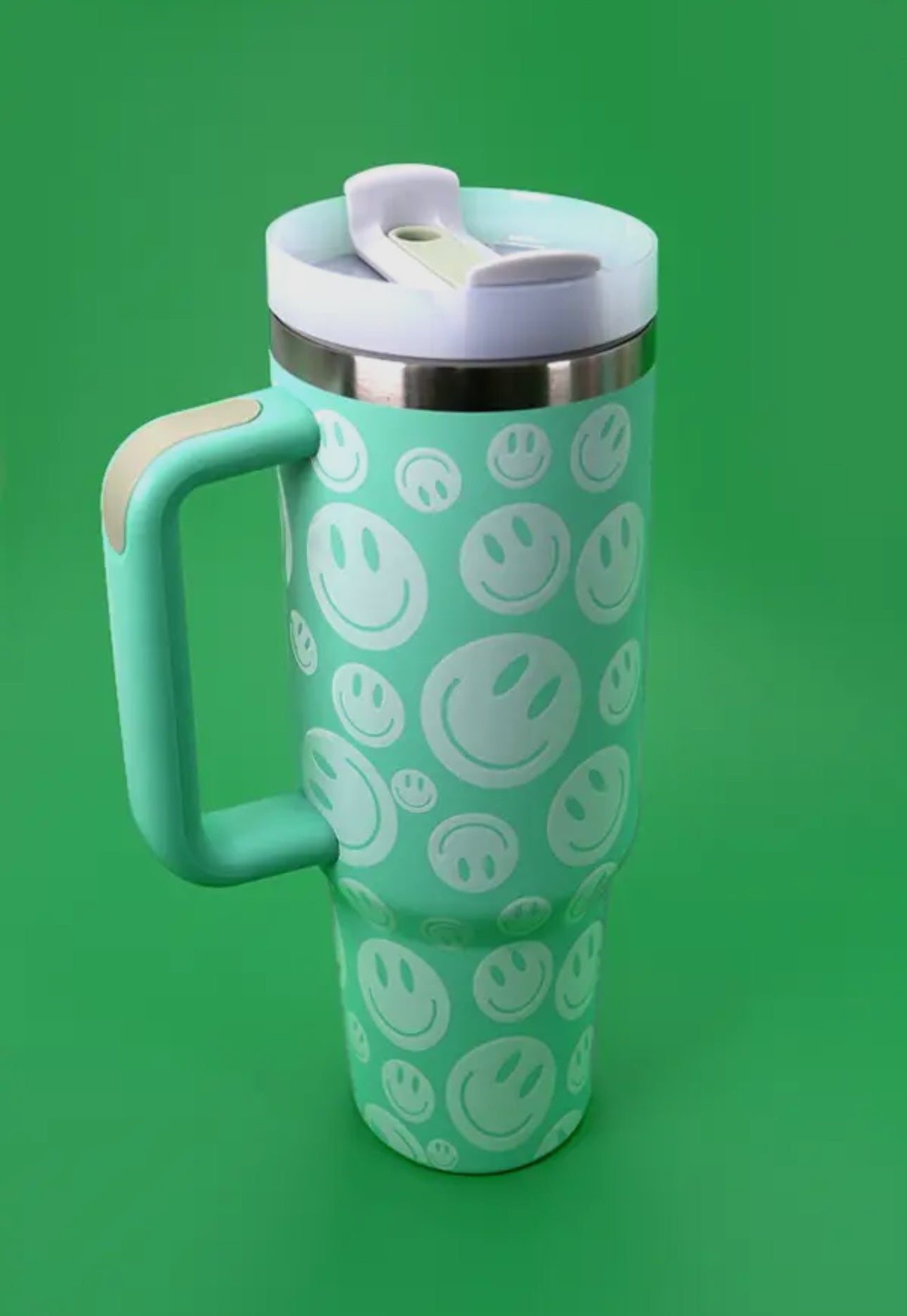 Mint Smiley Face 40 oz Tumbler