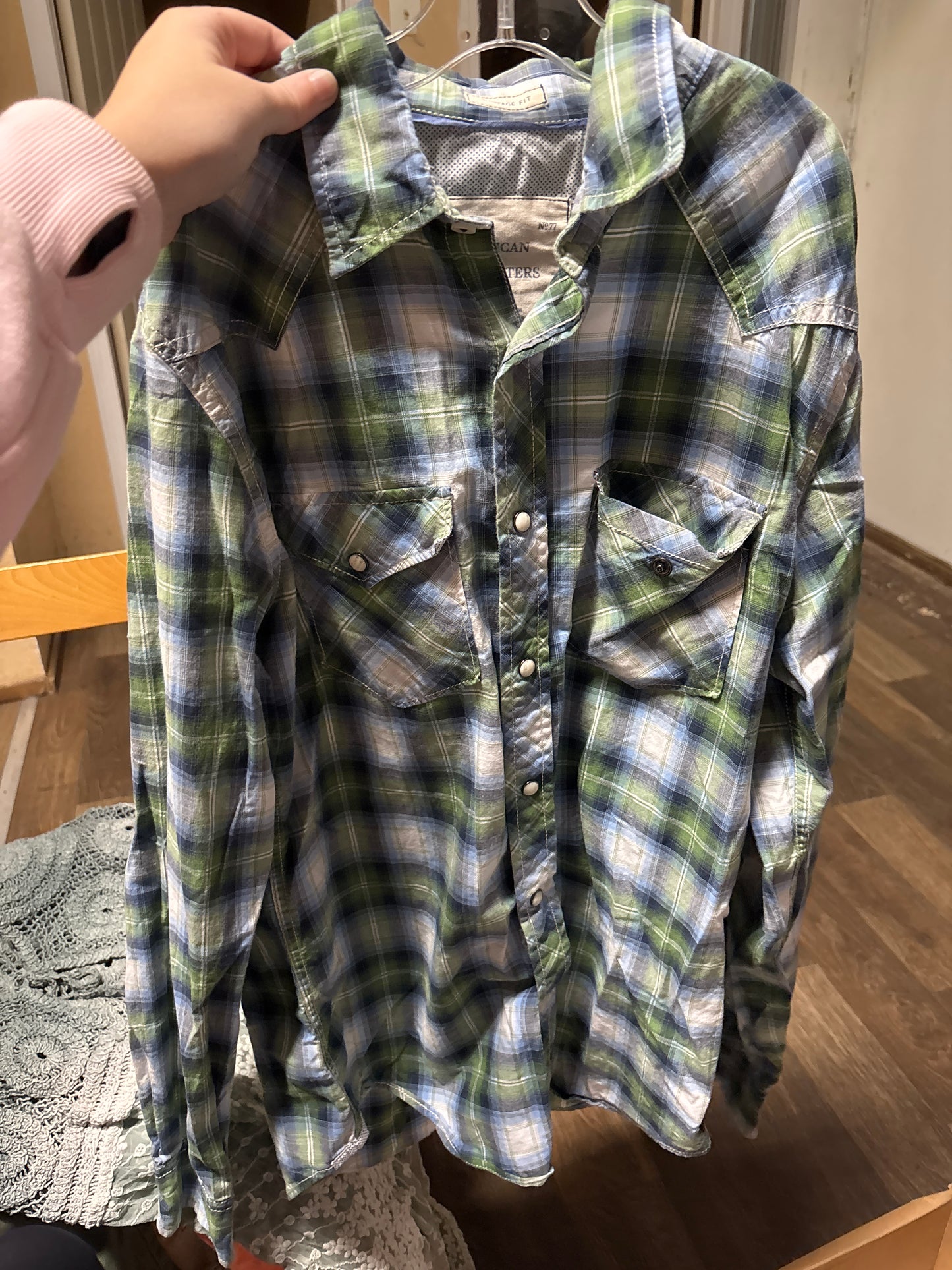 Women’s small flannel button up blouse