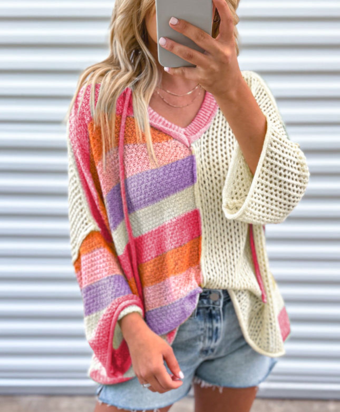 Multicolored Color Block Sweater