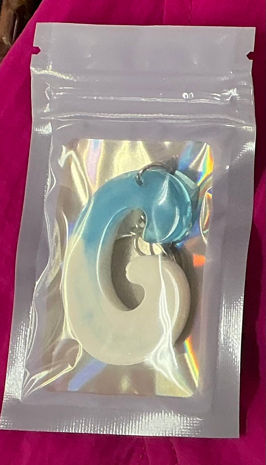Mini White and Blue Letter G Glow in the Dark Keychain