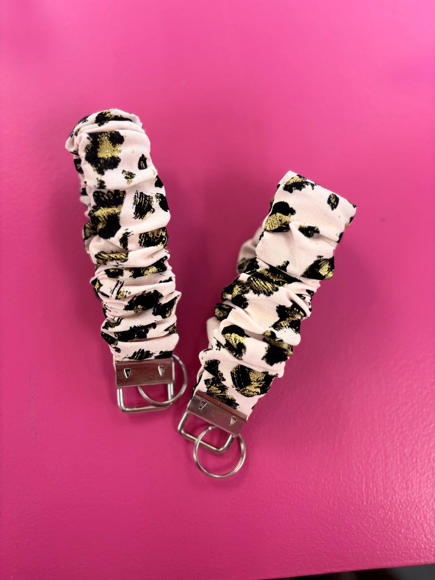 Pink Leopard Scrunchie Keychain