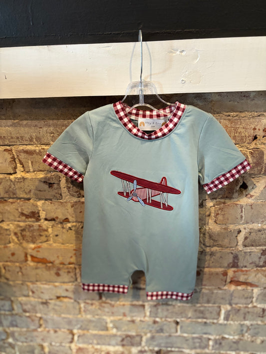 Plaid Airplane Romper
