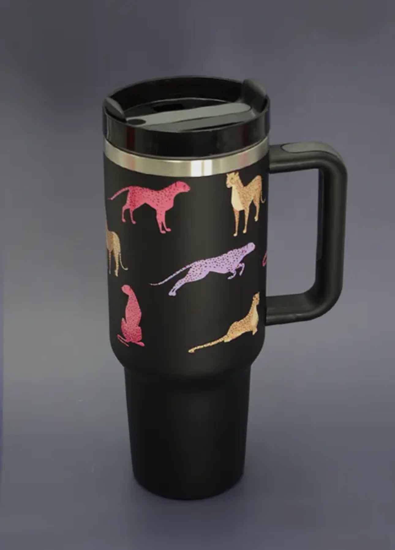 Black Multicolored Cheetah 40 oz Tumbler