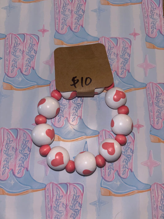 Kids Wooden Beaded Heart Bracelets