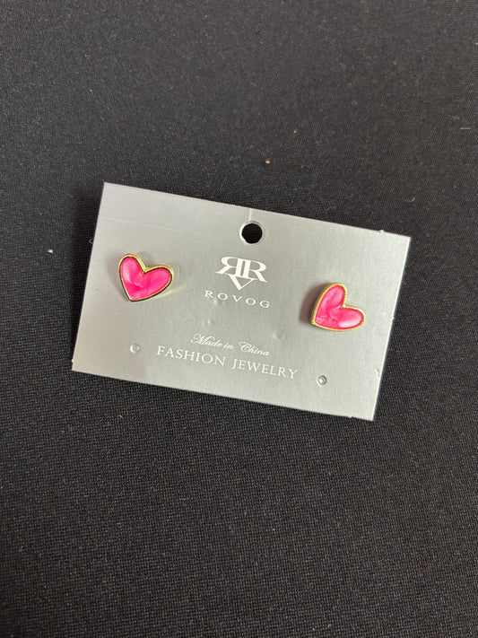 Pink Heart Stud Earrings