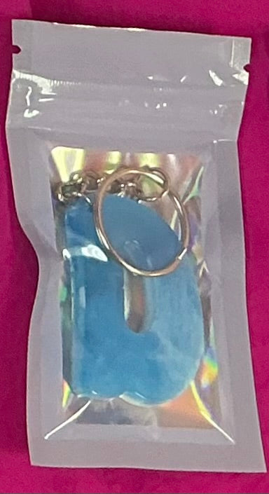 Mini White and Blue Letter D Glow in the Dark Keychain