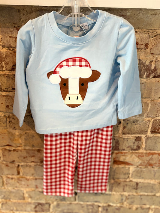 Boys Christmas Cow Set
