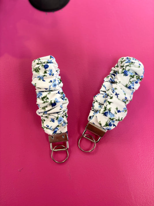 Blue Floral Scrunchie Keychain