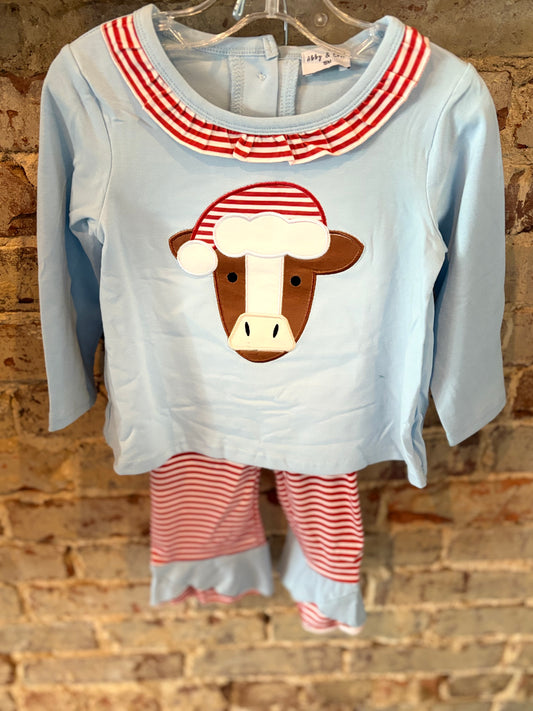 Girls Christmas Cow Set