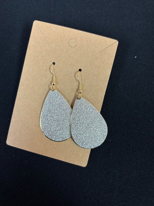 Teardrop Silver Glitter Earrings