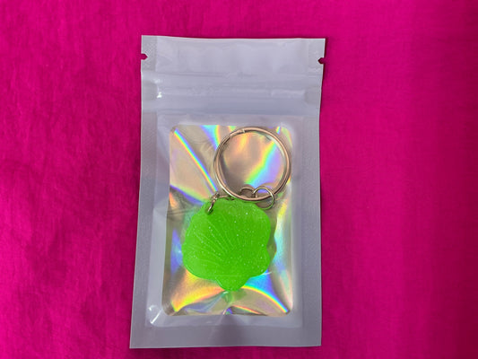 Mini Green Seashell Glow in the Dark Keychain