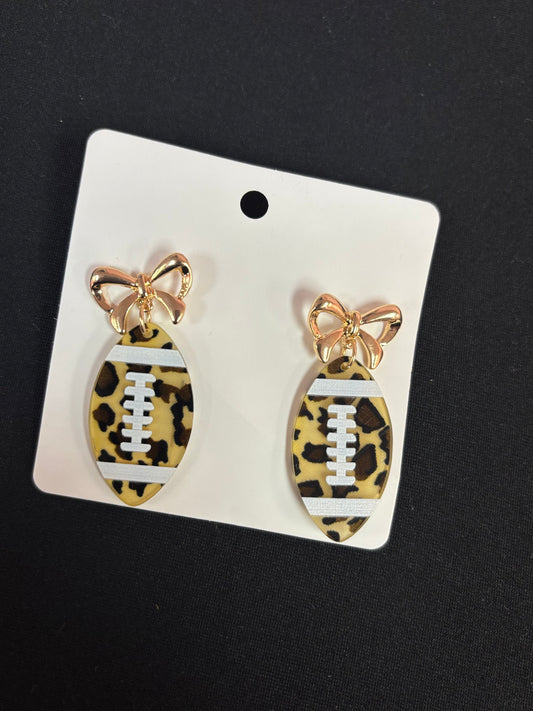 Cheetah Bow Football Earrings