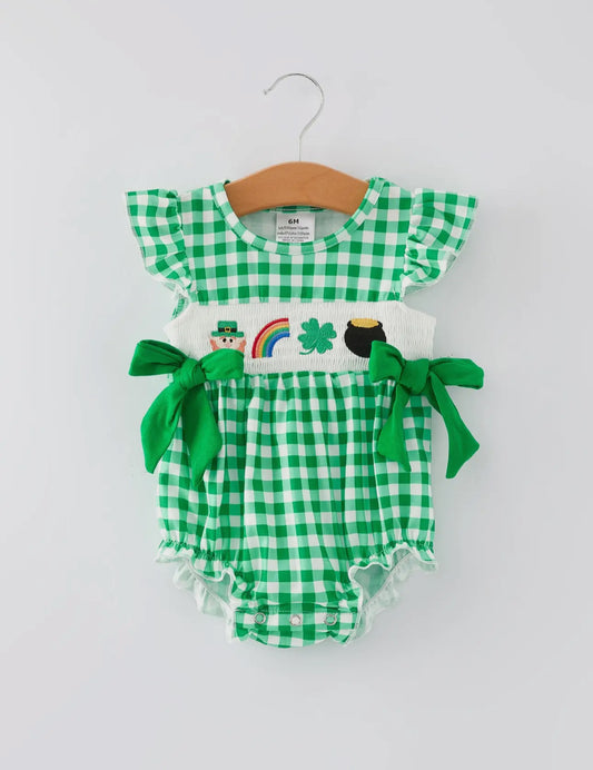 Baby Girl’s St. Patrick’s Day Embroidered Bubble