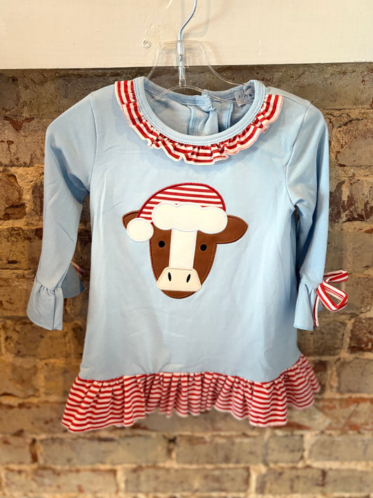 Girls Christmas Cow Dress