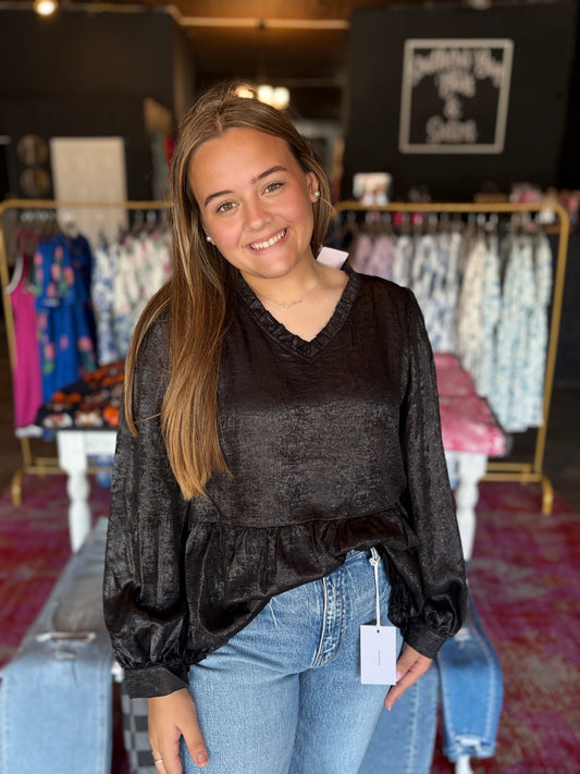 Black Shimmer Dress Top