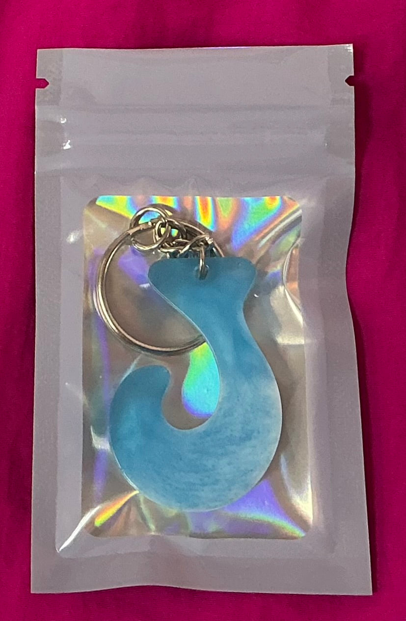Mini White and Blue Letter J Glow in the Dark Keychain