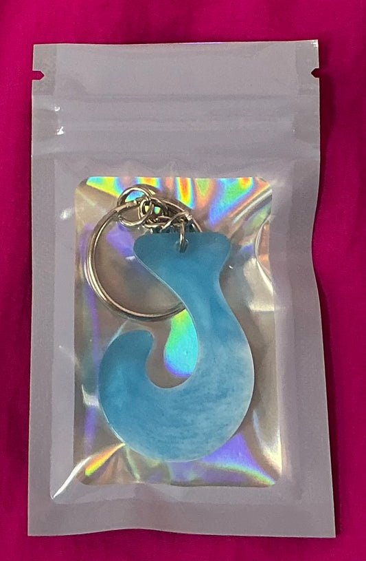 Mini White and Blue Letter J Glow in the Dark Keychain
