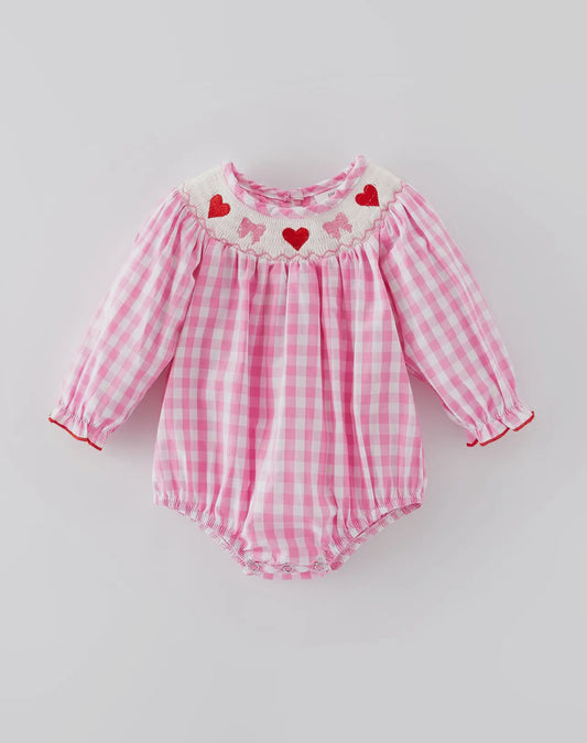 Baby Girl’s Heart & Bow Plaid Bubble