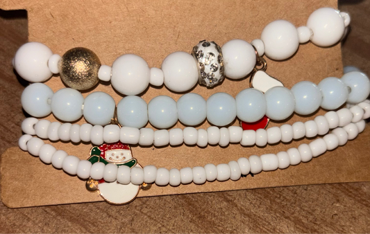 Snowman Christmas Pendent Bracelet Set