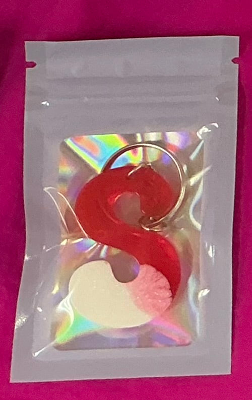 Mini White and Red Letter S Keychain