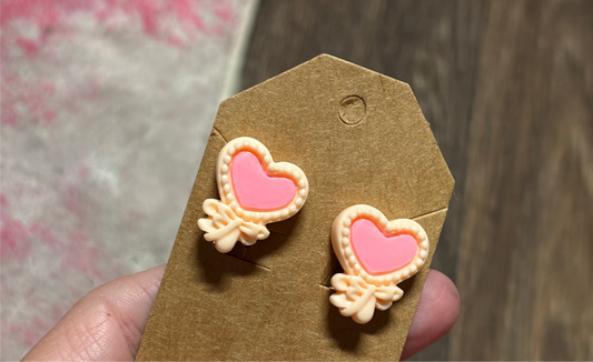 Orange and Pink Stud Clip-On Earrings