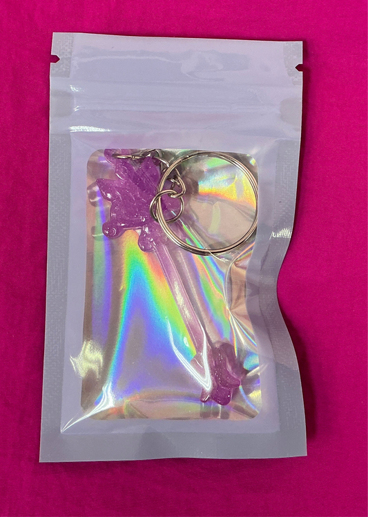 Mini Purple Guitar Keychain