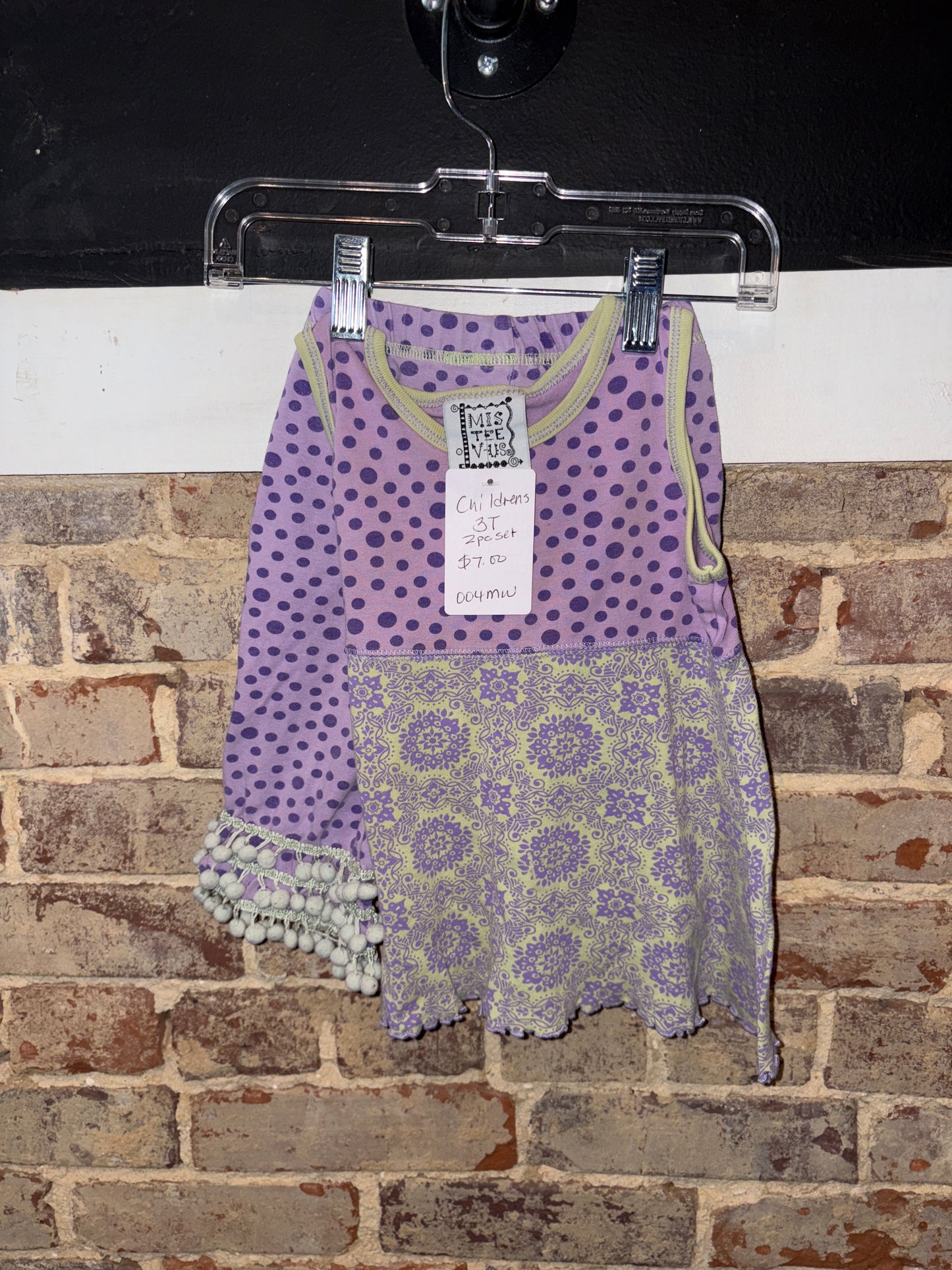 Girls 2 Piece Purple Polka Dot Set 3T