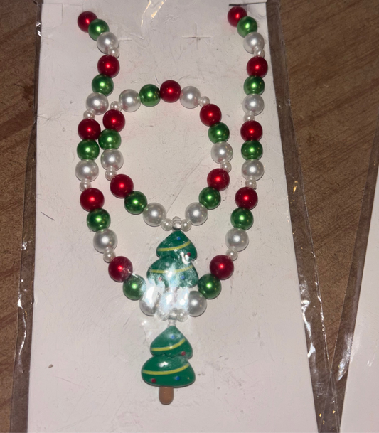 Christmas Tree Necklace and Bracelet Set
