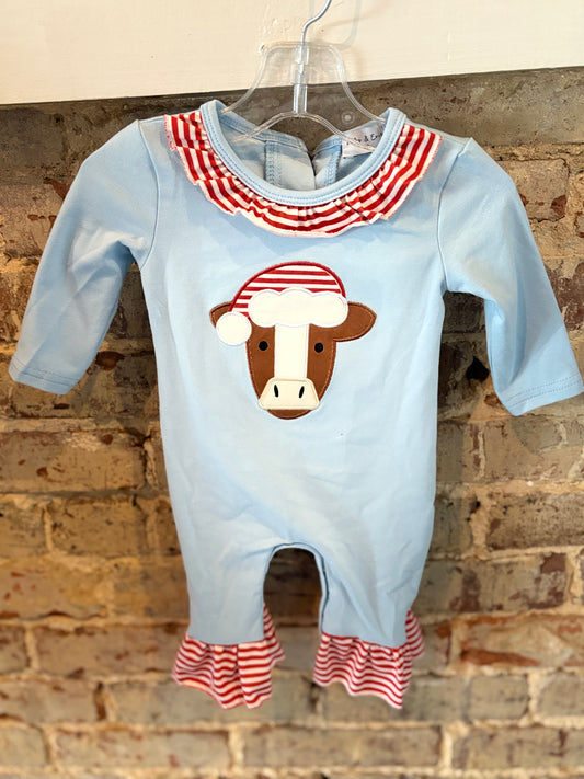 Girls Christmas Cow Onesie