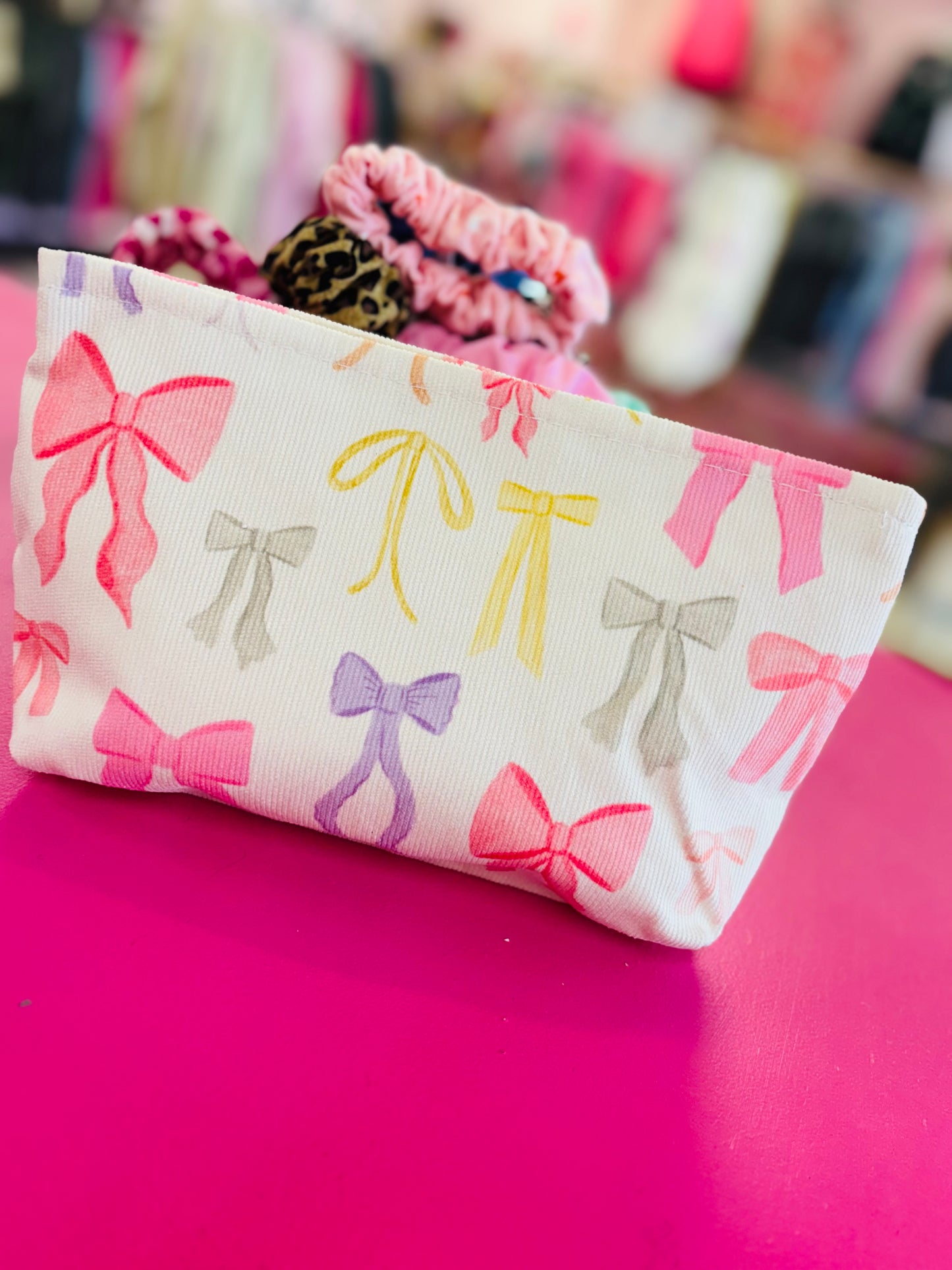 Multi-Colored Bow Makeup Bag