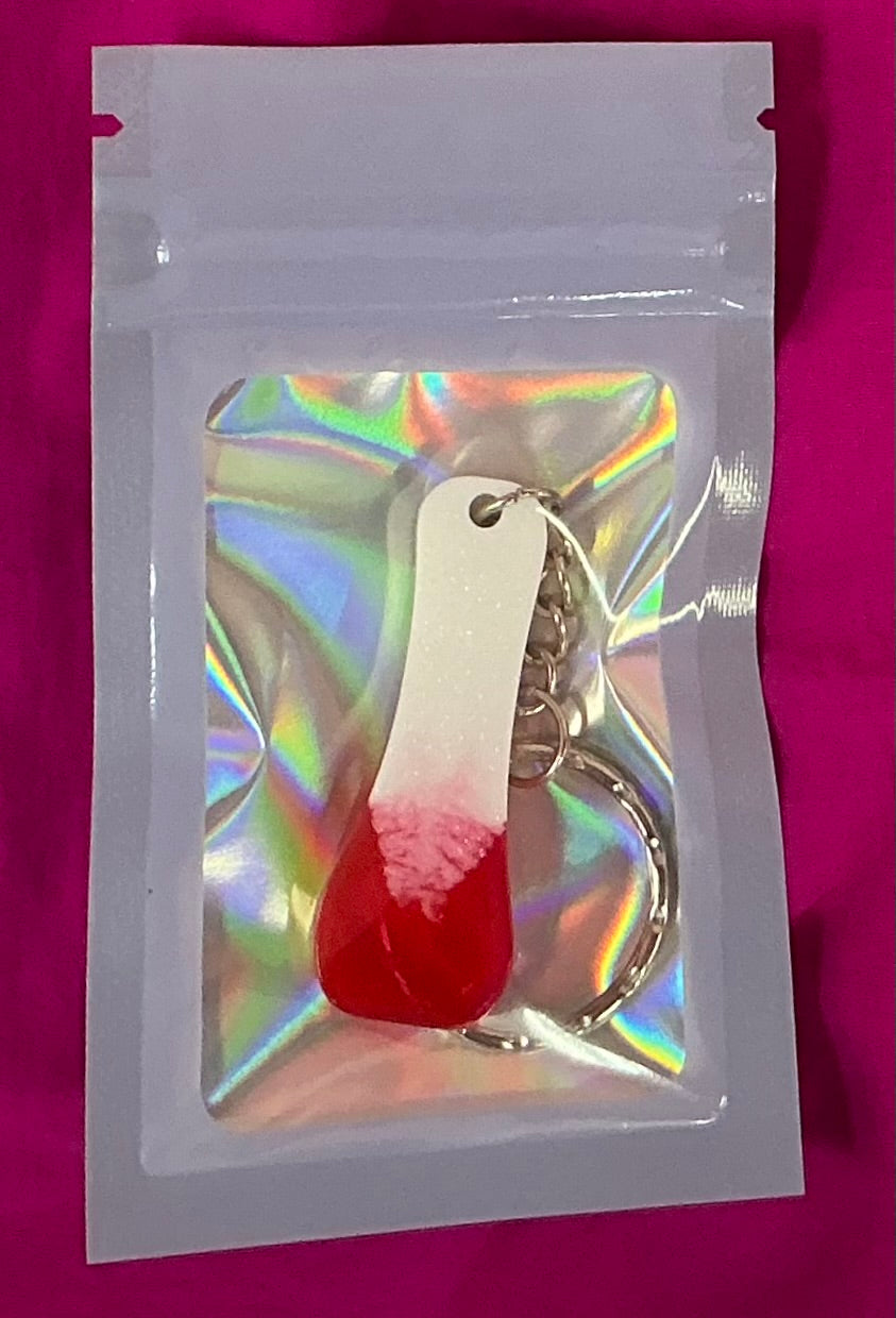 Mini White and Red Letter I Keychain